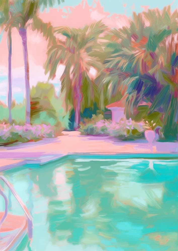 Pink Sky Poolside by Talitha McQueen — canvas wall art
