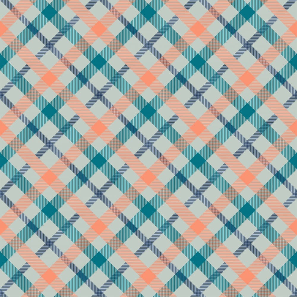 Teal Peach Plaid Pattern by Marika Barsrsind — canvas wall art