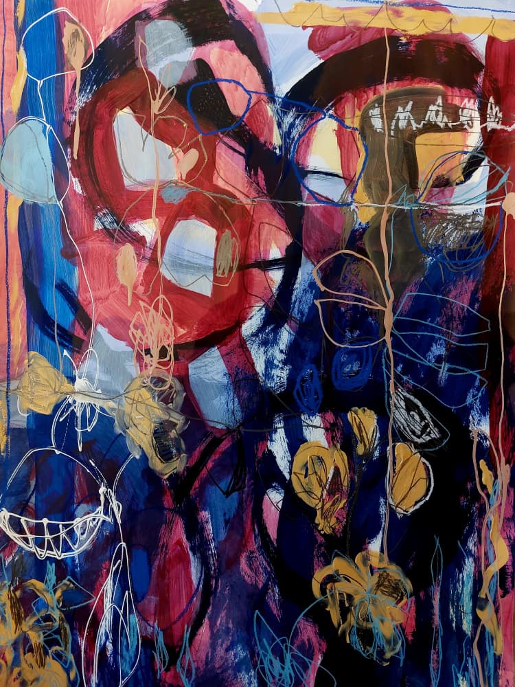 Vibrant Abstract Blooms by Monika Riethmueller — canvas wall art