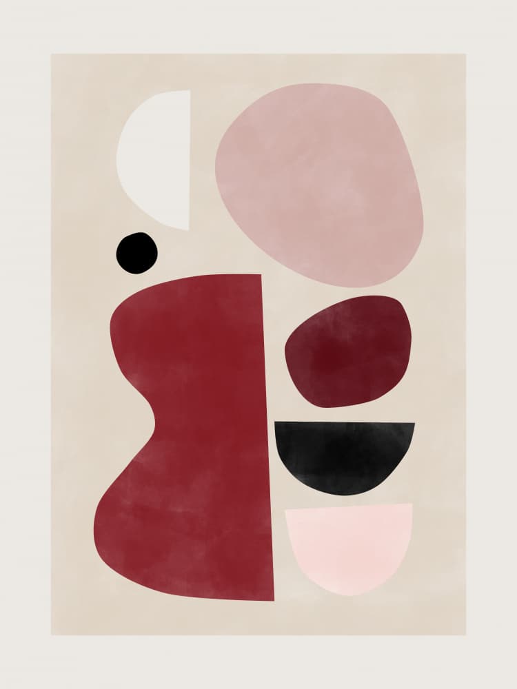 Blush And Burgundy Forms by Elena Ristova — canvas wall art