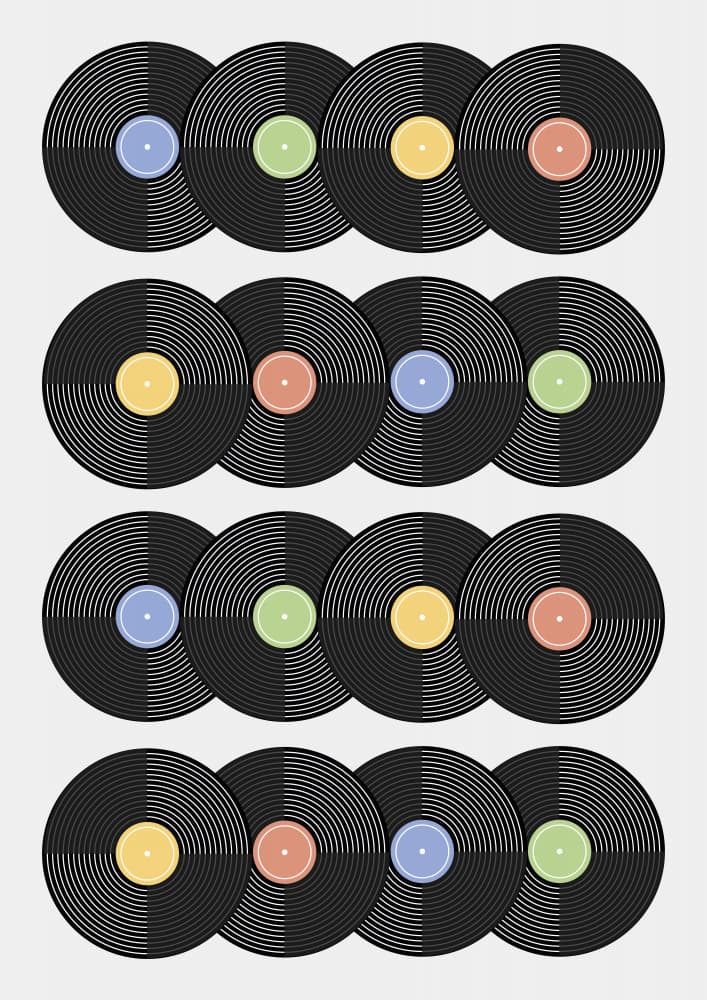 Colorful Vinyl Records by kathrinmay — canvas wall art