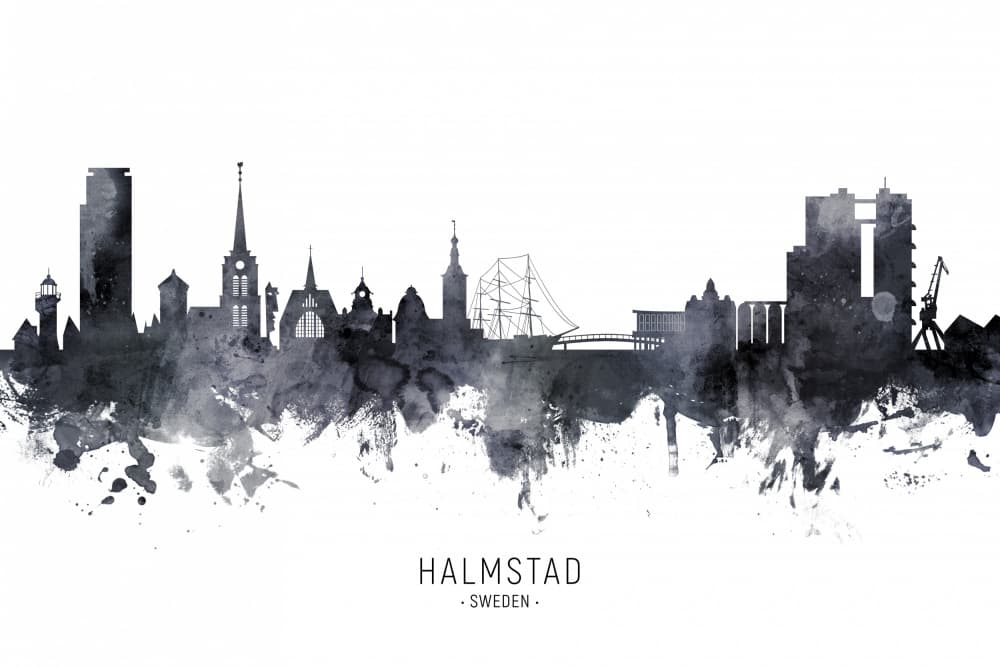 Halmstad Sweden Skyline by Michael Tompsett — canvas wall art