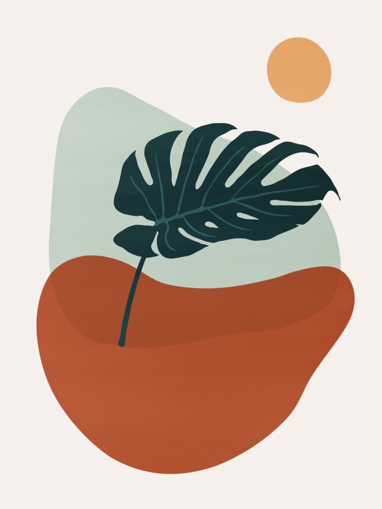 Monstera Leaf Boho Sun by Vitor Costa — canvas wall art