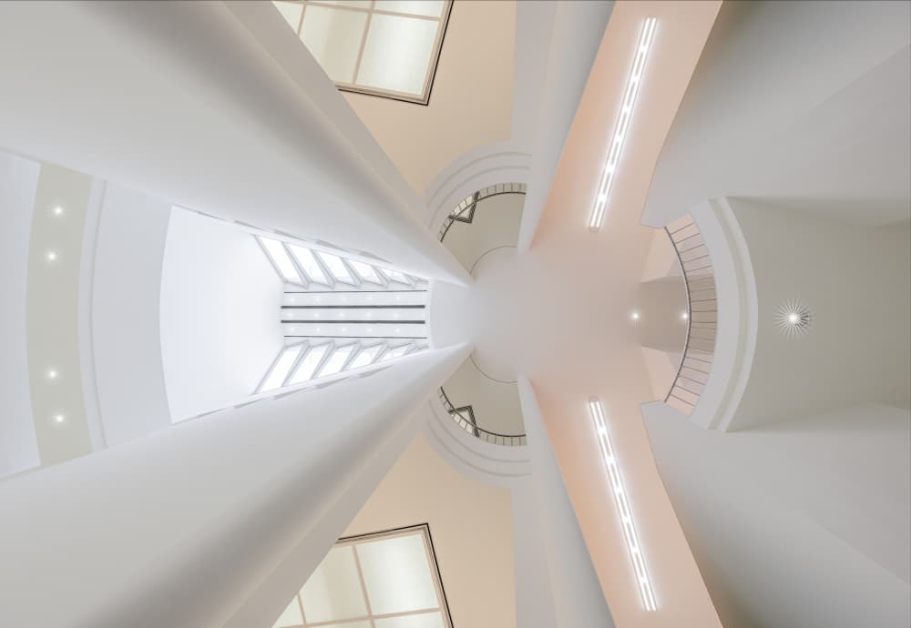White Architectural Symmetry by fotomarion — canvas wall art