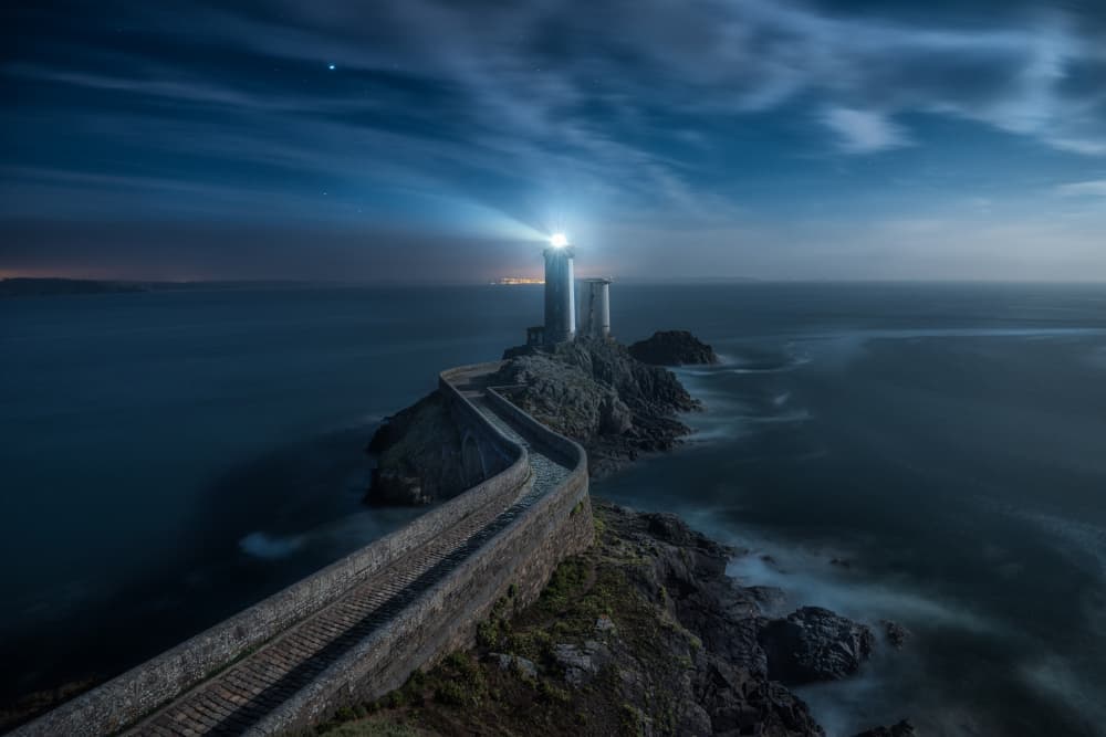 Moonlit Lighthouse Path by Adam Pachula — canvas wall art