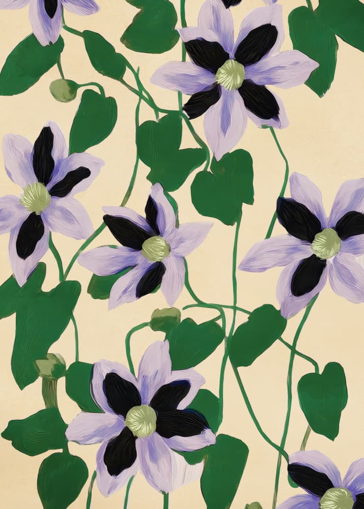 Purple Floral Vines by Flow Line — canvas wall art