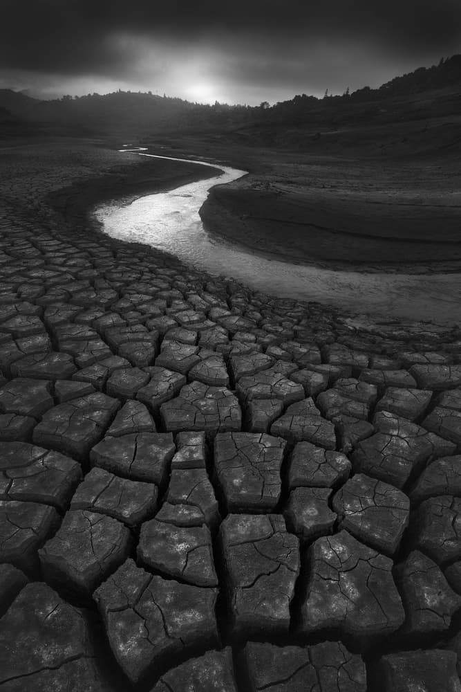 Cracked Earth Winding River by Aidong Ning — canvas wall art