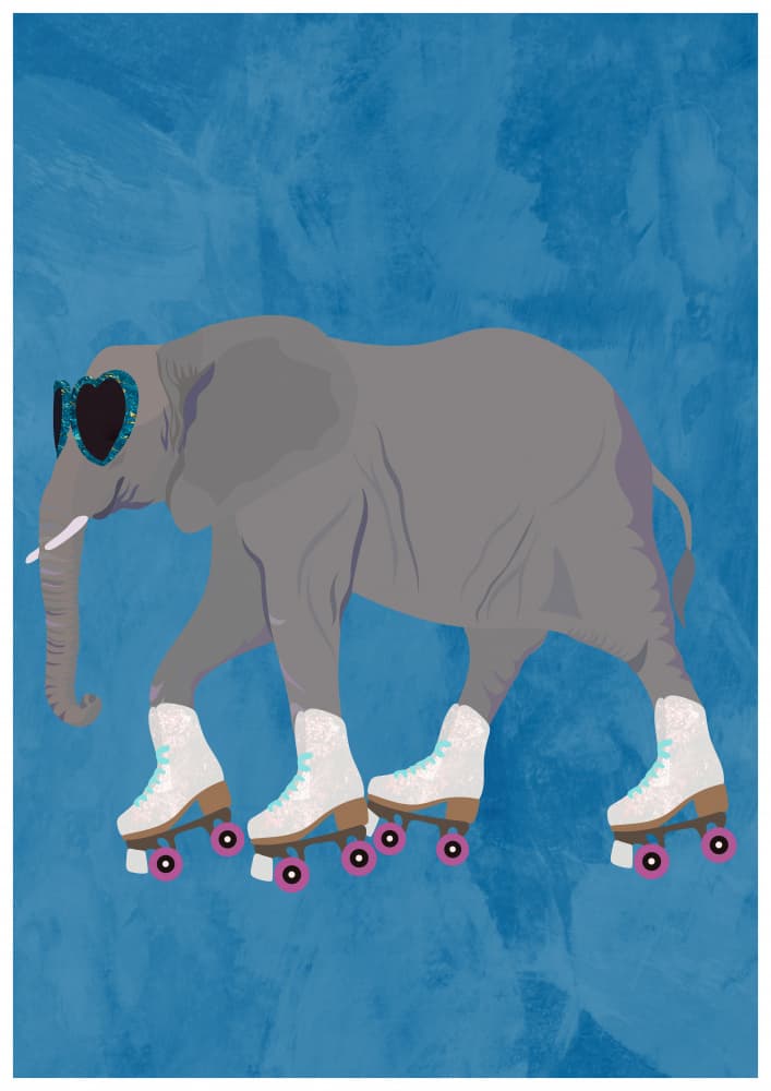 Stylish Elephant On Skates by Sarah Manovski — canvas wall art