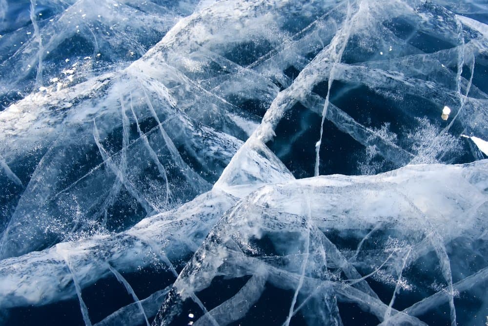 Deep Blue Cracked Ice by Alexander Bondarenko — canvas wall art
