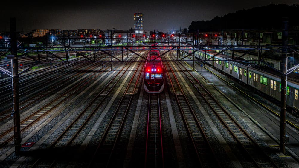 Night Train Tracks by Yohei Kawashima — canvas wall art