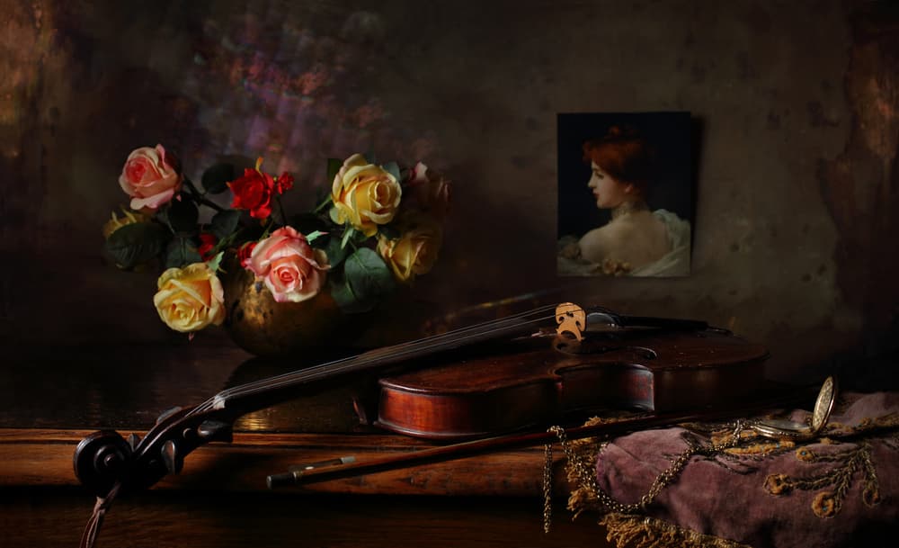 Elegant Violin Still Life by Andrey Morozov — canvas wall art