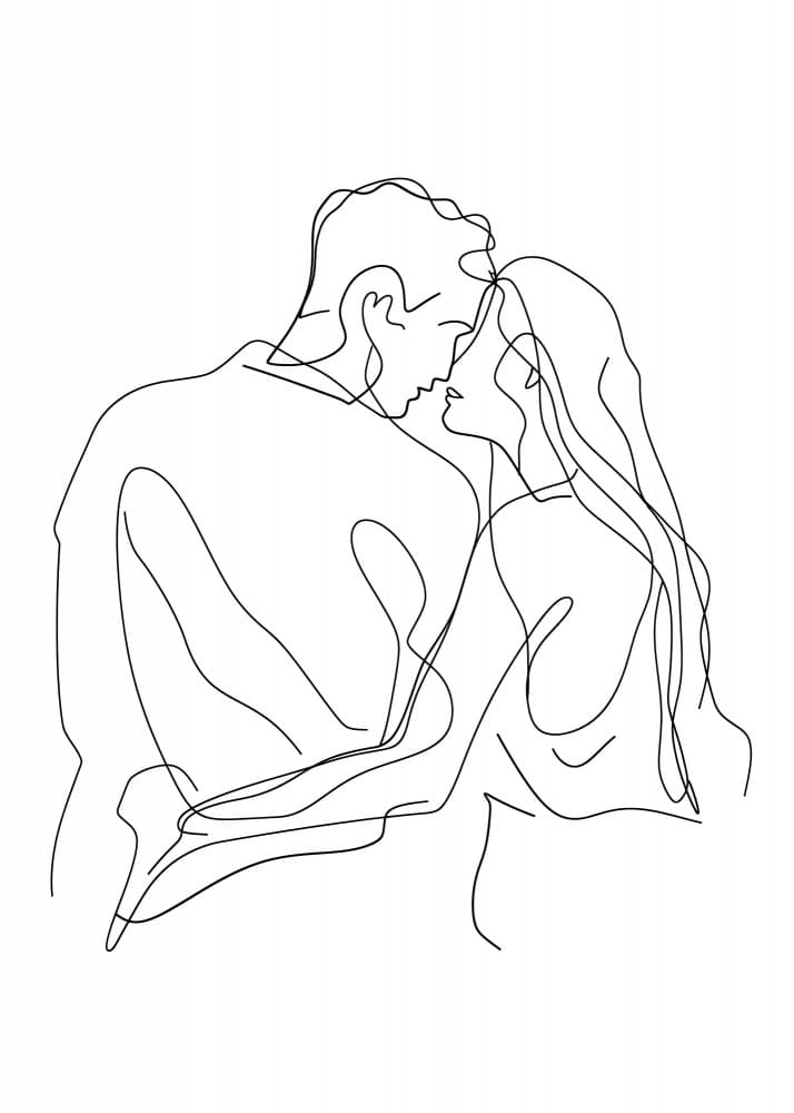 Couple's Tender Kiss by Justyna Jaszke — canvas wall art