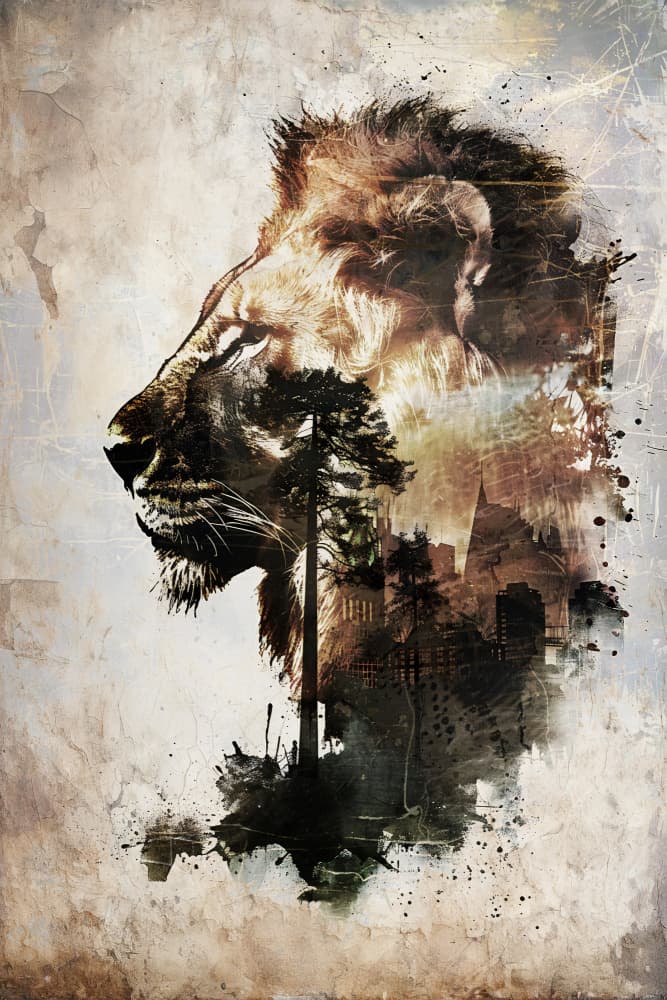 Urban Jungle Lion by Rafal Kulik — canvas wall art