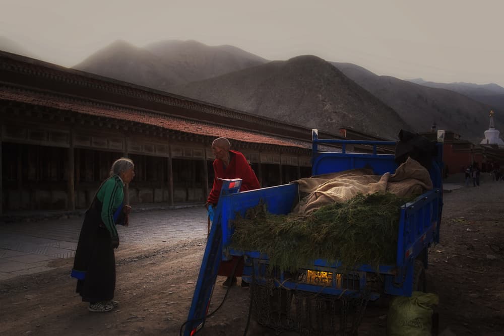 Rural Tibetan Encounter by Saskia Dingemans — canvas wall art