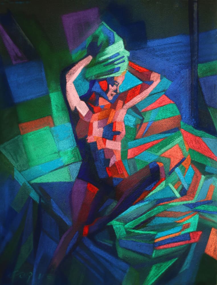 Green Headwrap Figure by Corné Akkers — canvas wall art