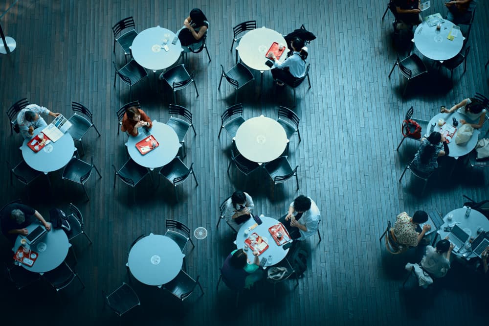 Cafe Life Overhead View by moucorn — canvas wall art
