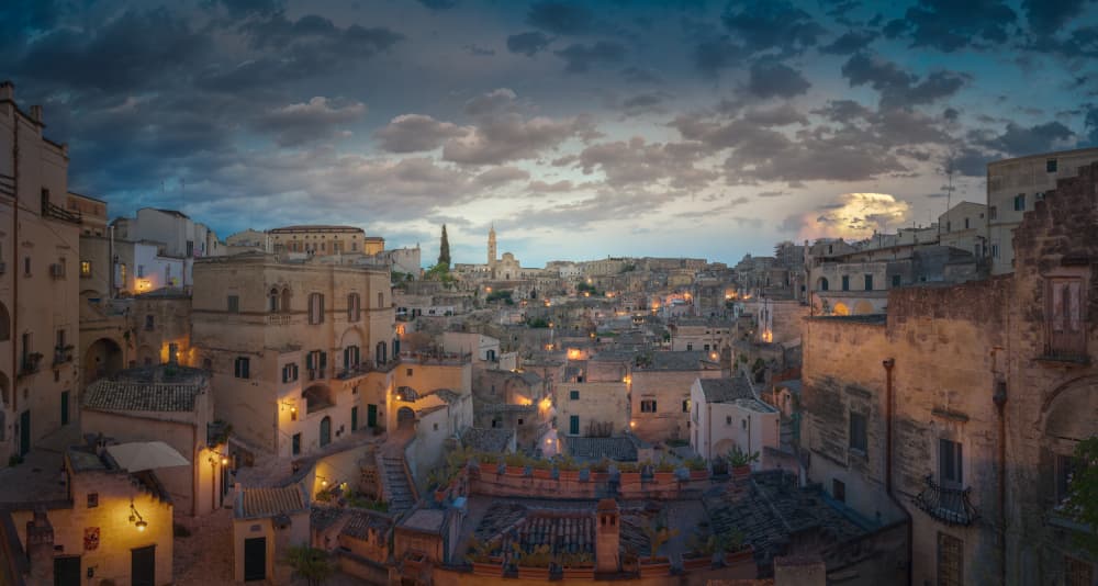 Dramatic Matera Twilight by Eugenio Pastor Benjumeda — canvas wall art
