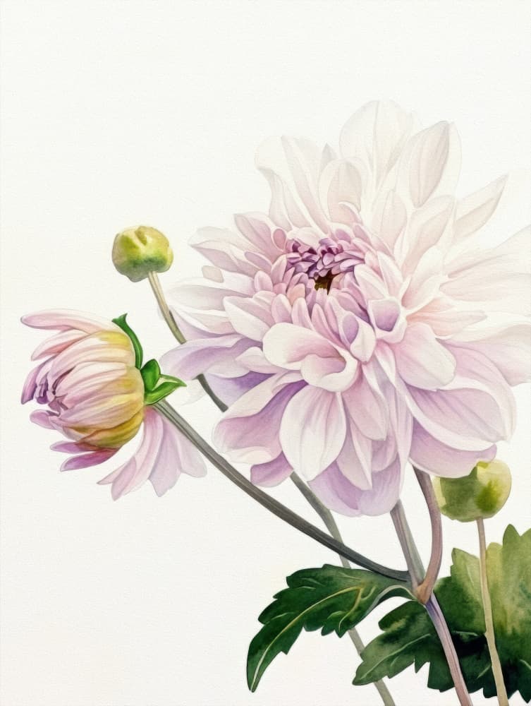 Delicate Dahlia Blossoms by Bilge Paksoylu — canvas wall art
