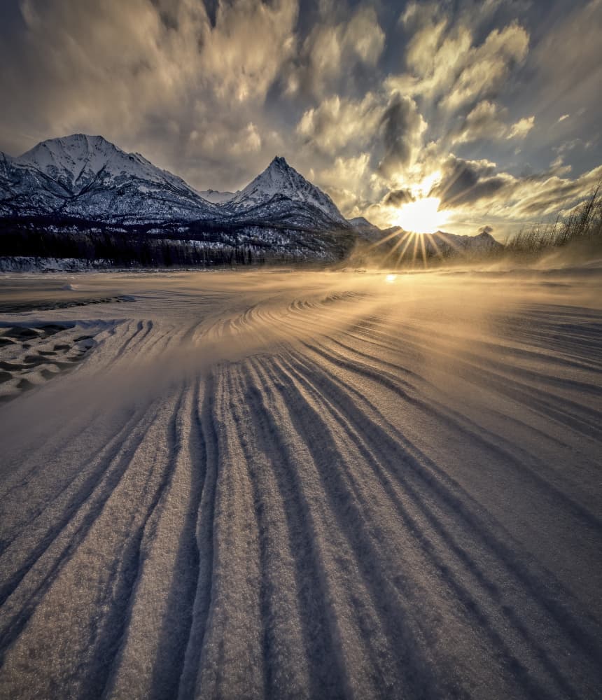 Snow Dunes Golden Light by Raimondo Restelli — canvas wall art