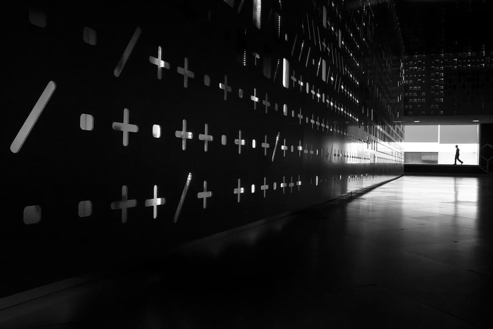 Geometric Hallway Silhouette by Luis Sarmento — canvas wall art
