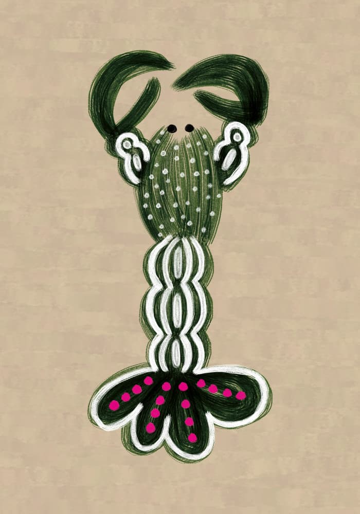 Whimsical Green Lobster by Gulcihan Ozguc — canvas wall art