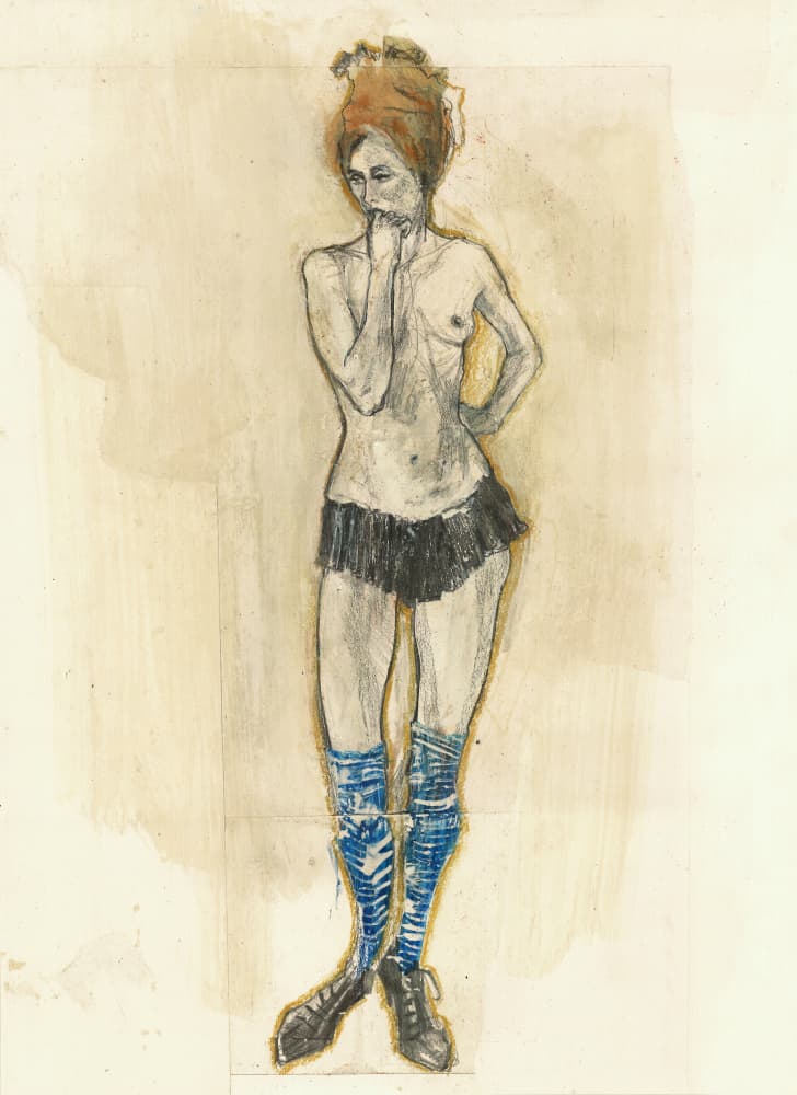 Pensive Woman Drawing by Ute Rathmann — canvas wall art