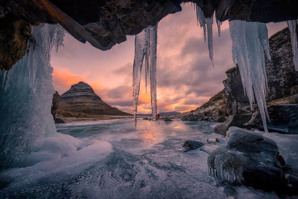 Icicle Cave Sunset View by Lydia Jacobs — canvas wall art