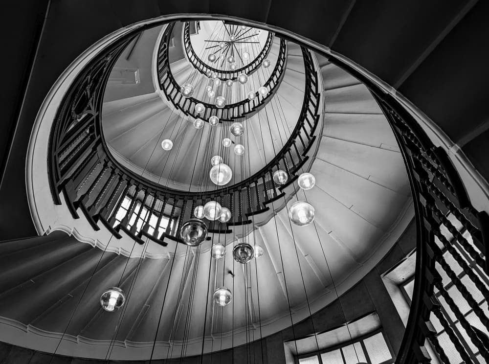 Spiral Staircase Lights by Elizabeth Allen — canvas wall art