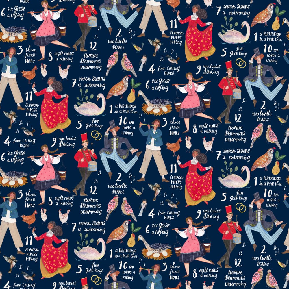 12 Days of Christmas Carol by Caroline Bonne Müller — canvas wall art