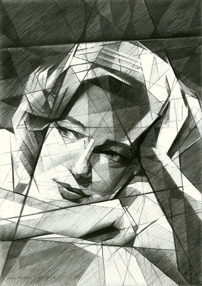 Expressive Geometric Portrait by Corné Akkers — canvas wall art