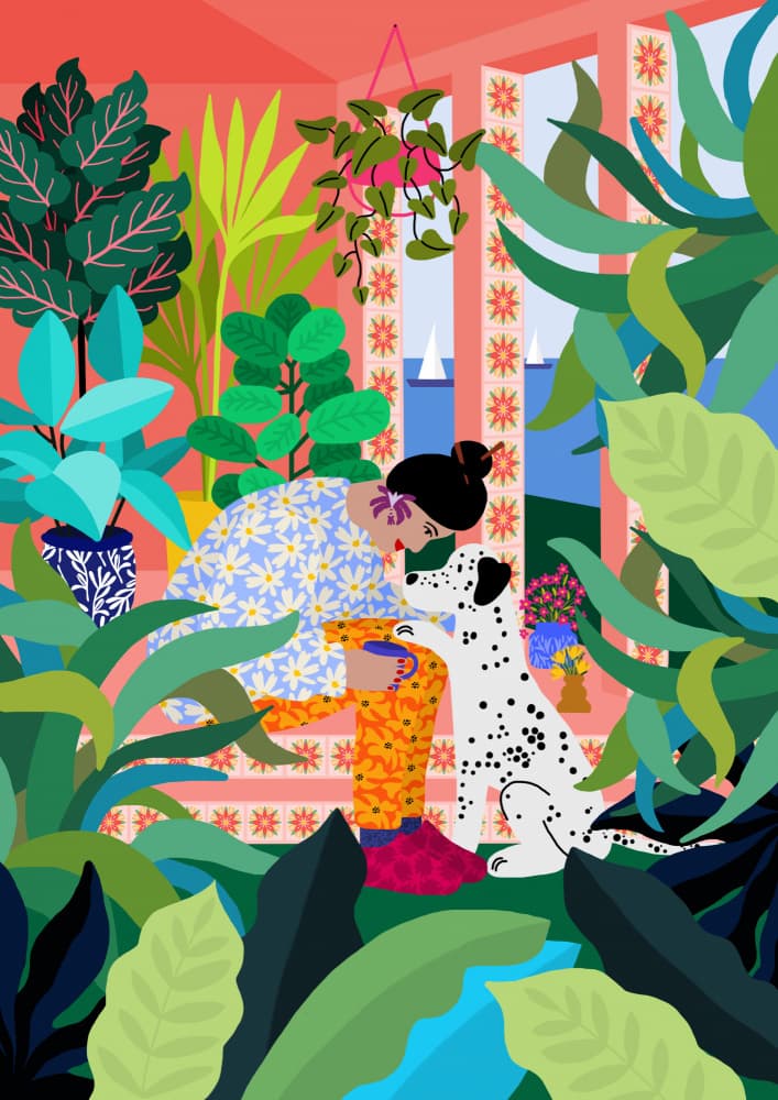 Girl With Doggie by Rafaela Mascaro — canvas wall art