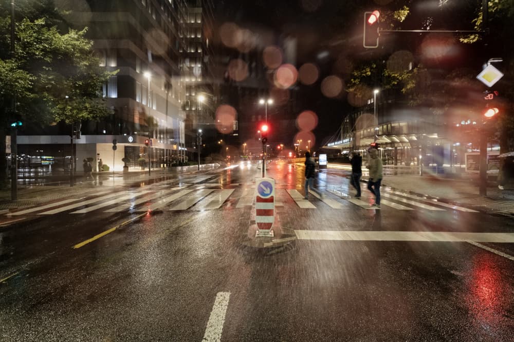 Rainy Night City Street by Jurij Bizjak — canvas wall art