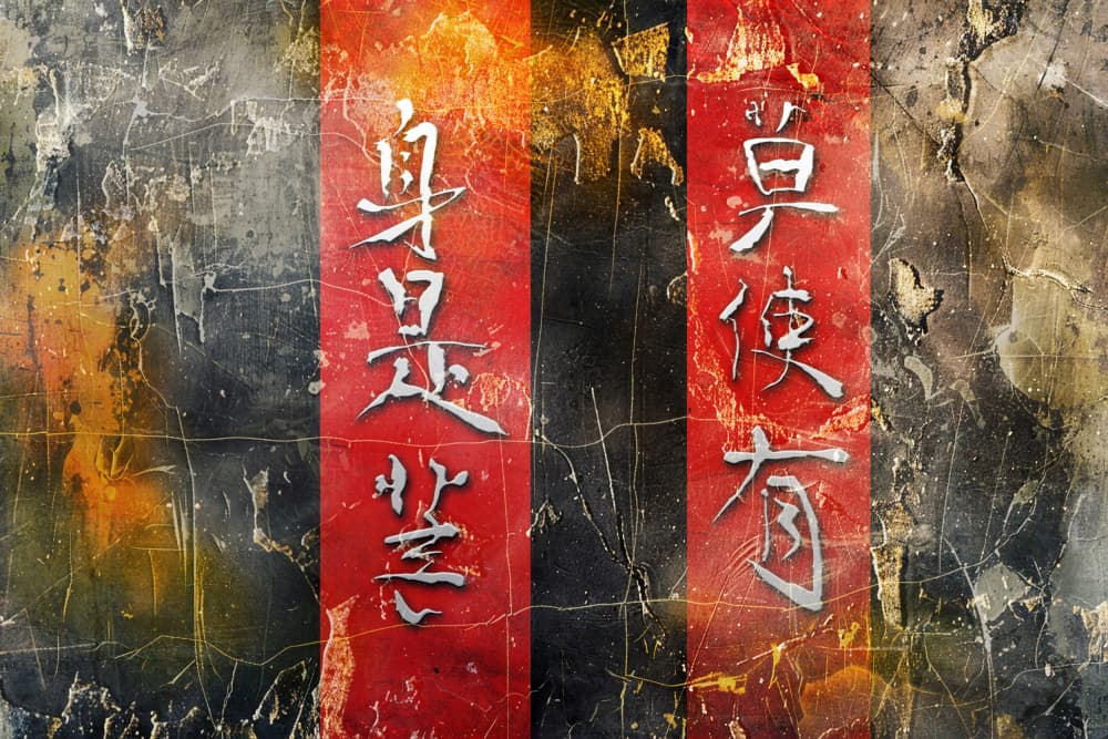 Aged Chinese Calligraphy Stripes by Rafal Kulik — canvas wall art