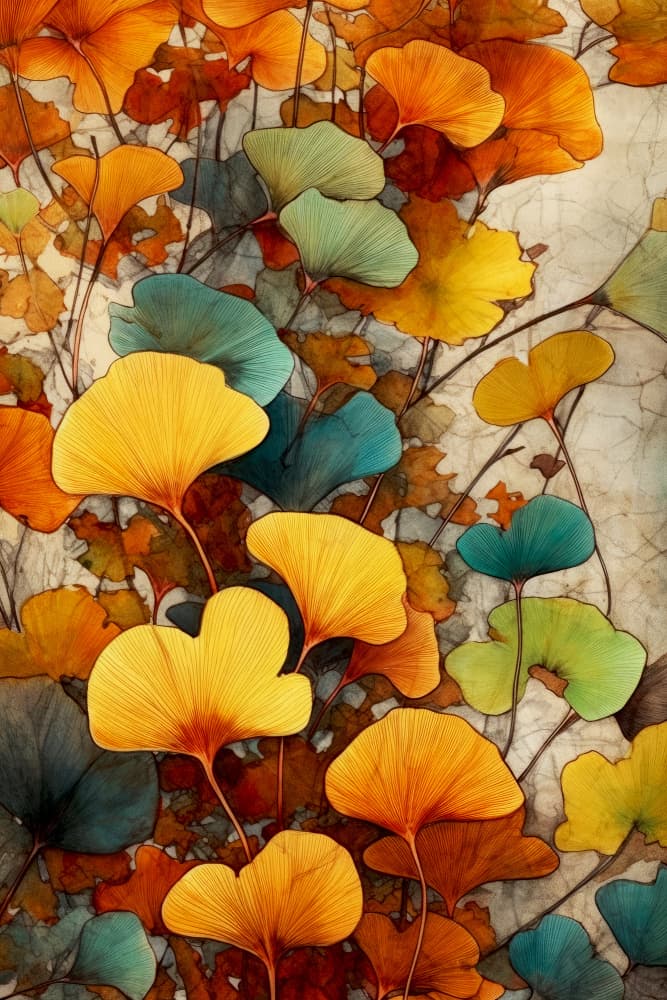 Vibrant Ginkgo Foliage by Justyna Jaszke — canvas wall art