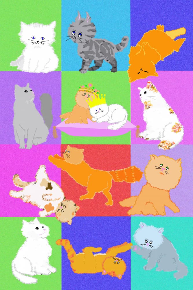 Colorful Cat Grid by Lynnda Rakos — canvas wall art