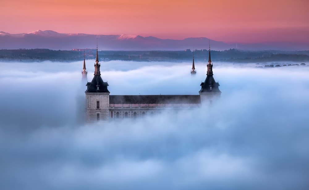 Misty Castle Sunset by Jesús M. García — canvas wall art