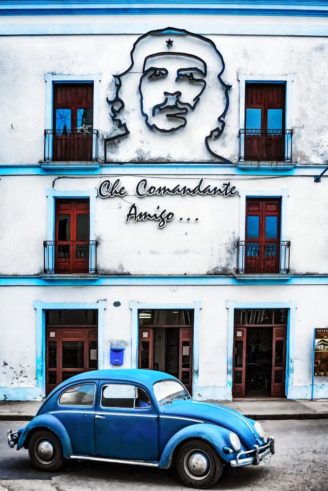 Blue Vintage Car Havana by Ina Tänzer — canvas wall art