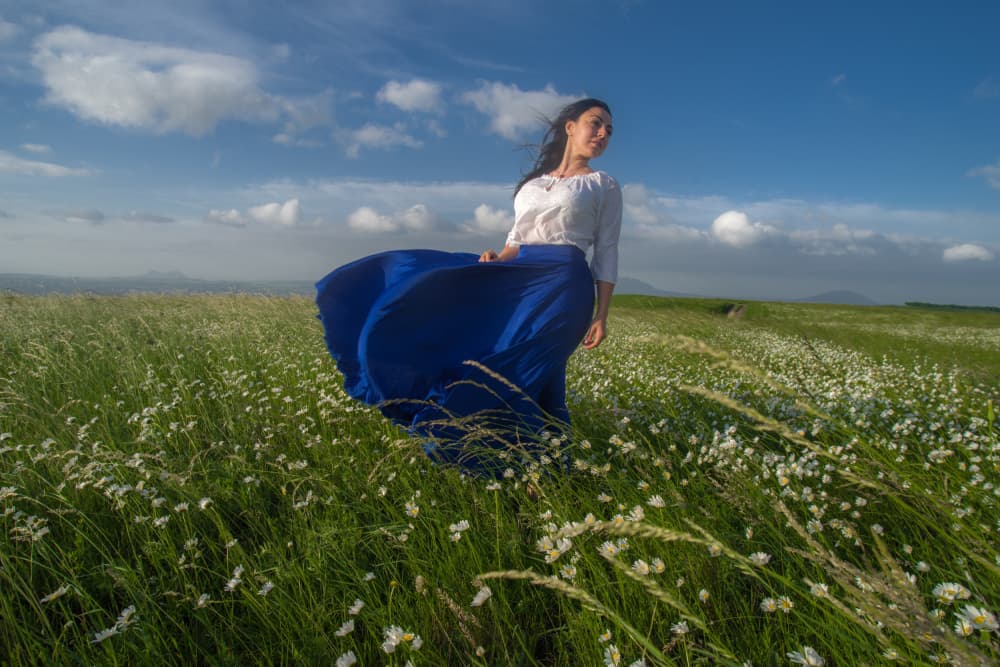 Woman In Wildflowers by Arsen Alaberdov — canvas wall art