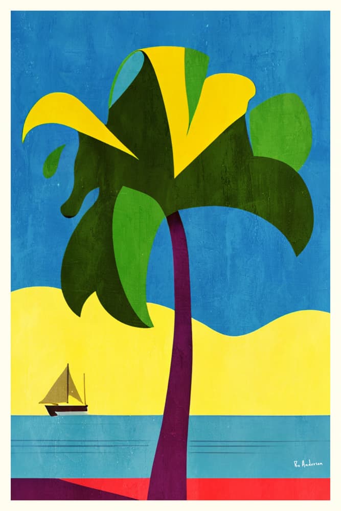 Vibrant Tropical Beach Sailboat by Bo Anderson — canvas wall art