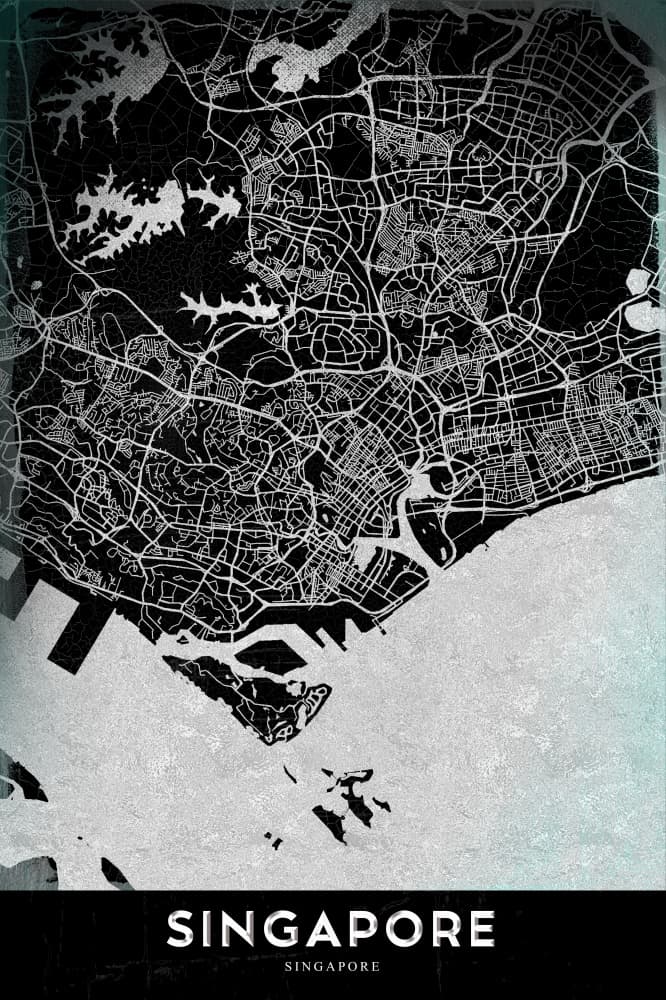 Modern Singapore City Map by StudioSix — canvas wall art
