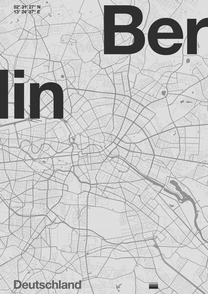 Minimalist Berlin Map by Florent Bodart — canvas wall art