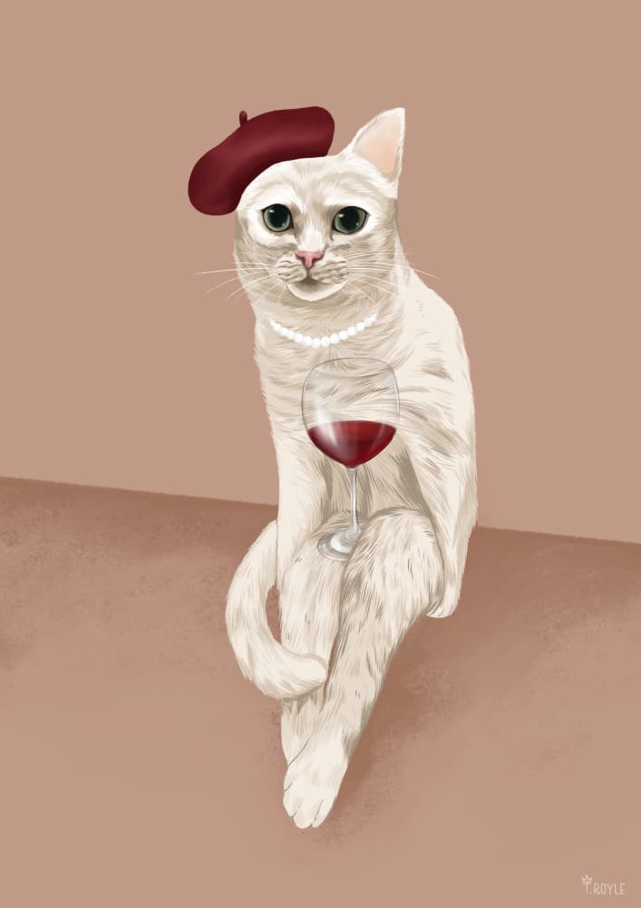 French Cat With Beret by Tara Royle — canvas wall art