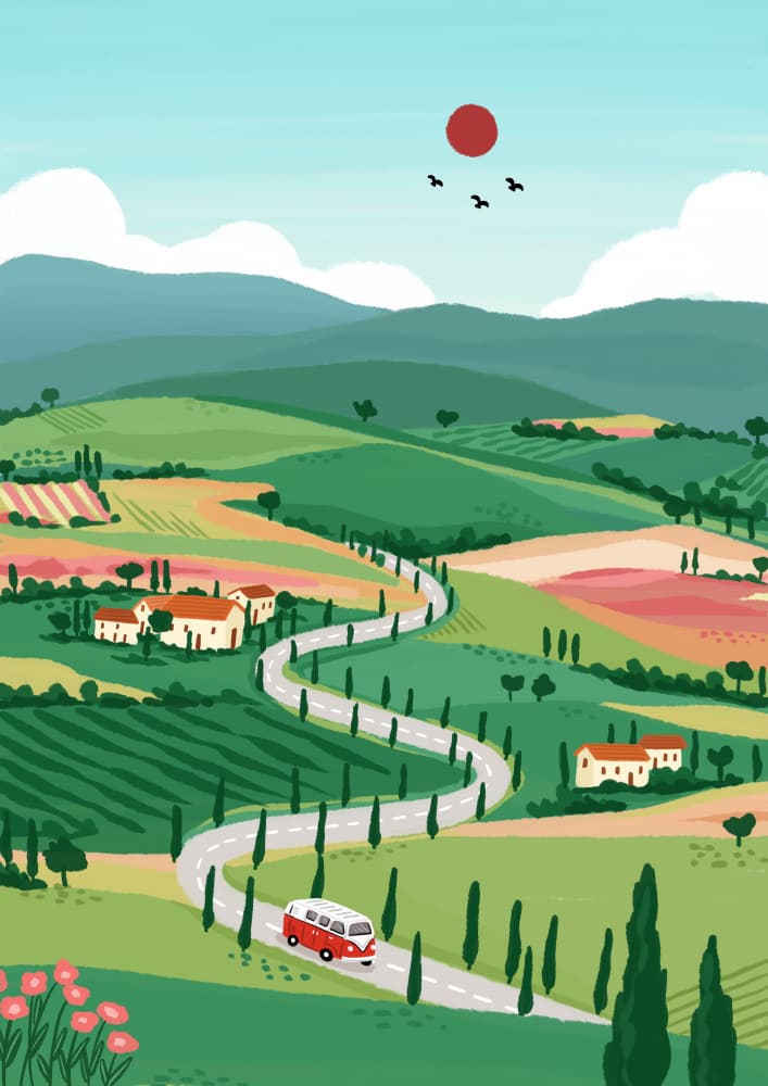 Idyllic Tuscan Journey by Nidhi Kachhadiya — canvas wall art