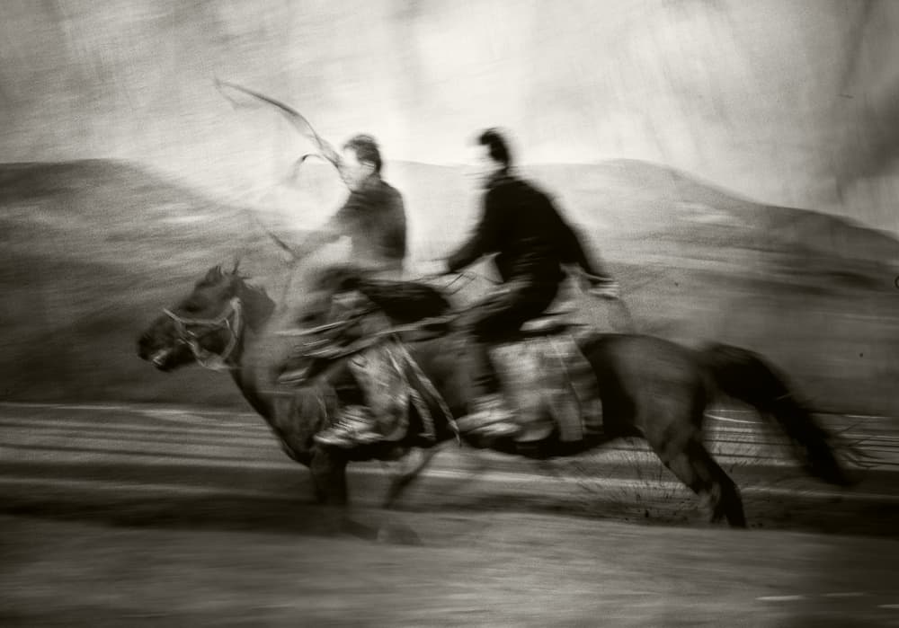 Galloping Riders Blur by Rachel Pansky — canvas wall art