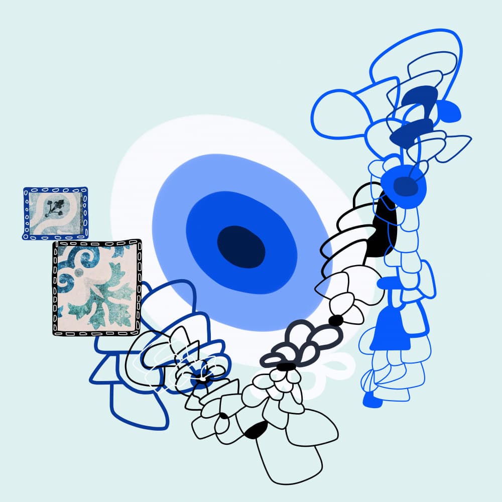 Blue Evil Eye Abstraction by Pelin Atilla — canvas wall art