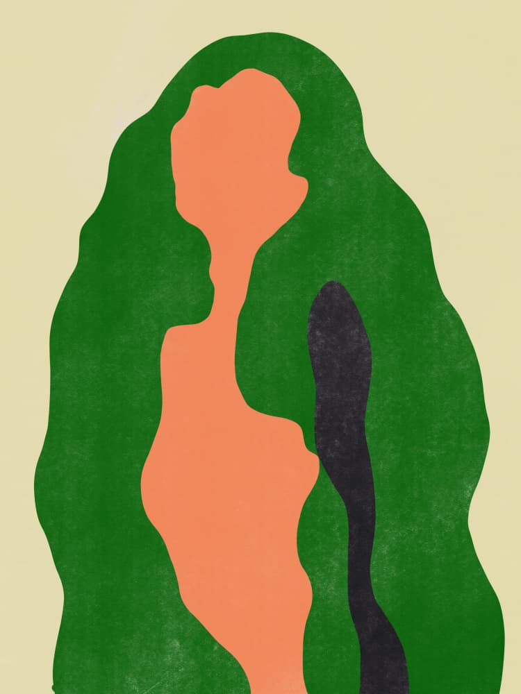 Green Haired Silhouette by Little Dean — canvas wall art
