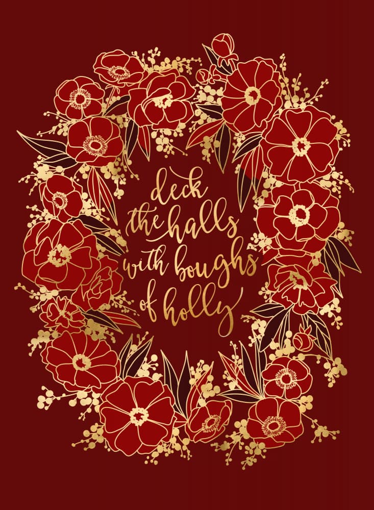Deck The Halls Wreath by Rosana Laiz Blursbyai — canvas wall art