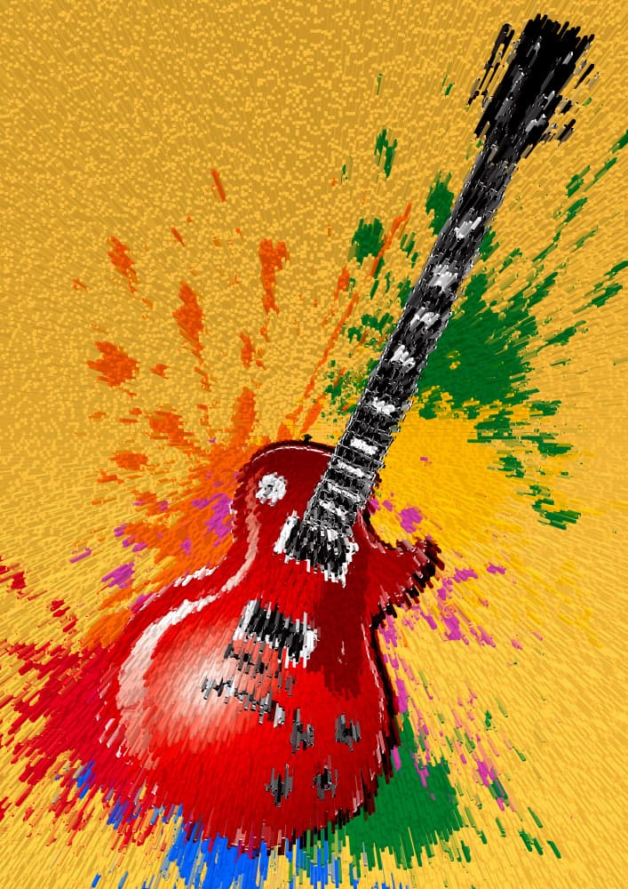 Colorful Electric Guitar Splash by Carlo Kaminski — canvas wall art