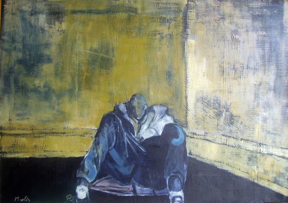Lonely Figure In Corner by Pascal Marlin — canvas wall art