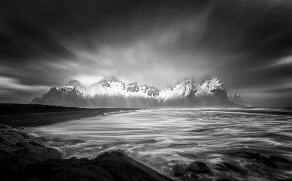Snowy Mountain Seascape by Hongyu Chen — canvas wall art